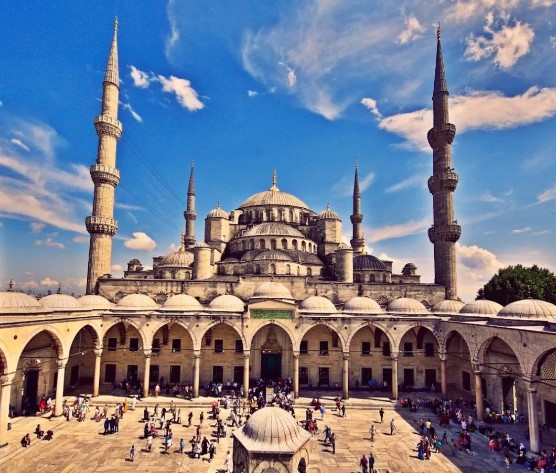 blue mosque backyard