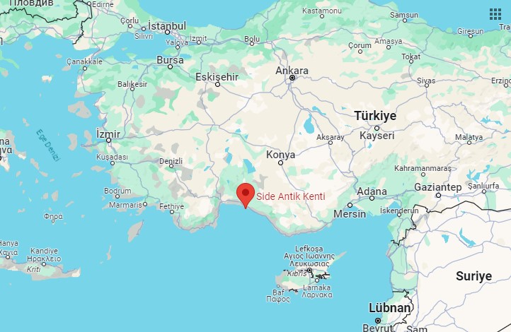 side ancient city located on google maps